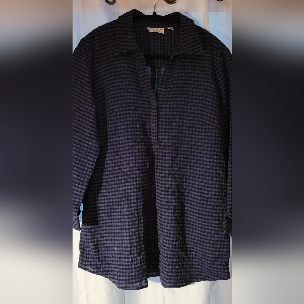 JOAN RIVERS long sieve cotton blouse